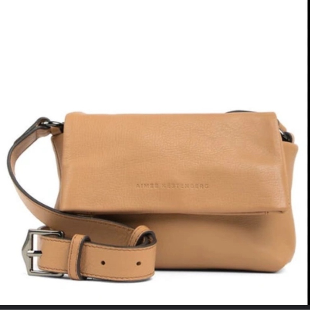 AIMEE KESTENBERG Medium Tan Brown Leather PRESTON Crossbody Bag